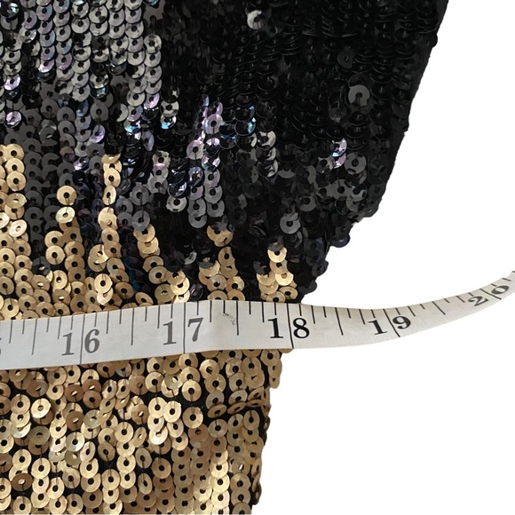 INC Gold Black Ombre Sequin Cold Shoulder Bling Short Sleeve Tunic Medium - Picture 3 of 8
